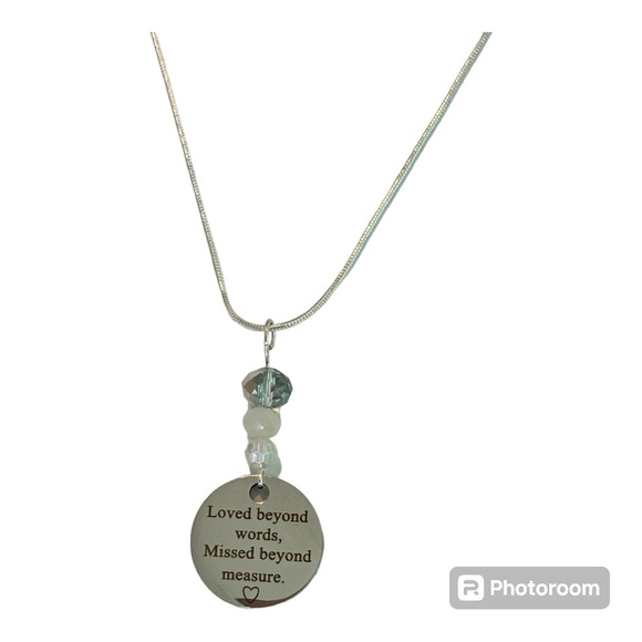 Memorial 925 sterling silver chain charm necklace Loved beyond words - Picture 5 of 5